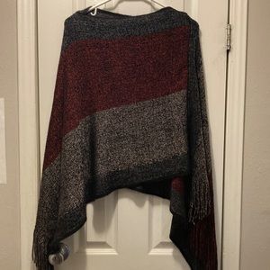 Red black and gray poncho